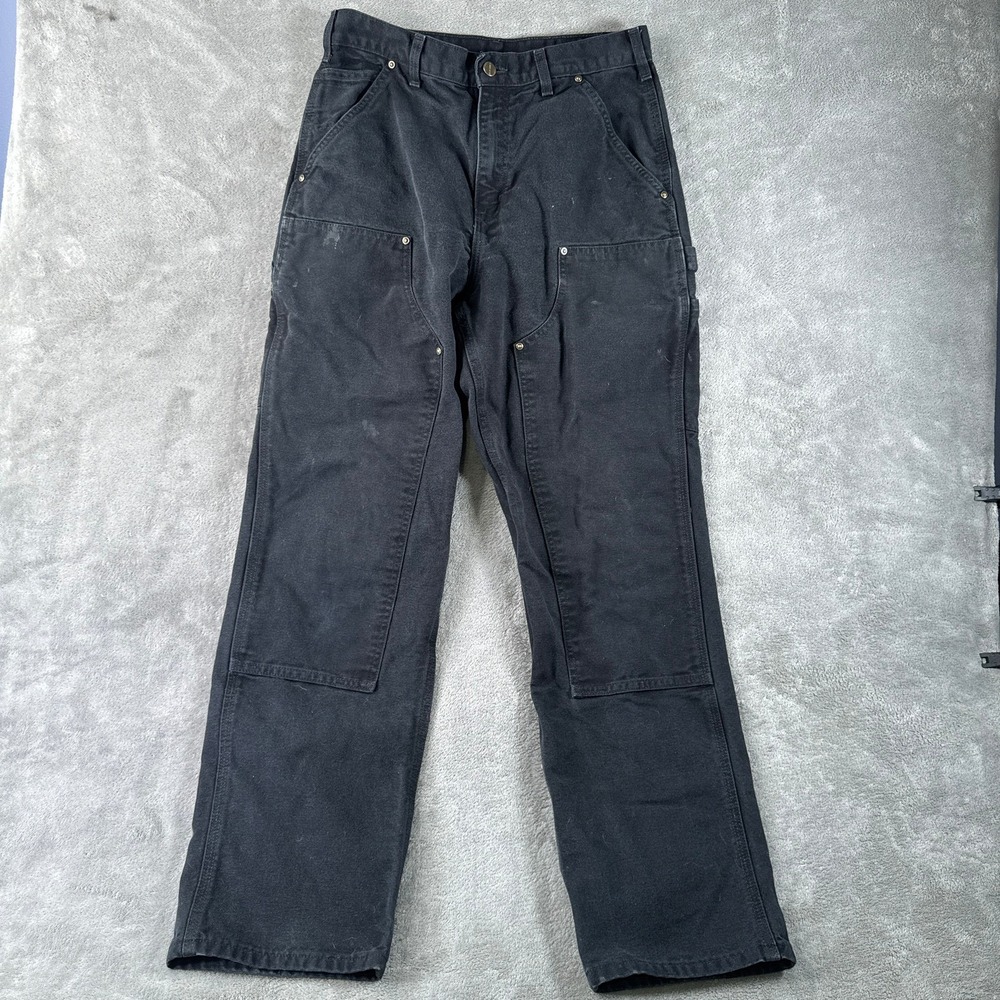 Carhartt B136 Double Knee Pants Mens 31x32 Black Loose Original Fit Work Pant